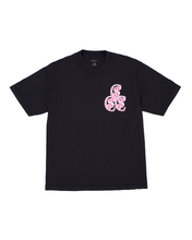 Load image into Gallery viewer, Chris $mokes Black Tee Pink Logo
