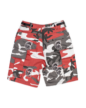 Load image into Gallery viewer, Christophers Mens Red Camo Cargo Shorts

